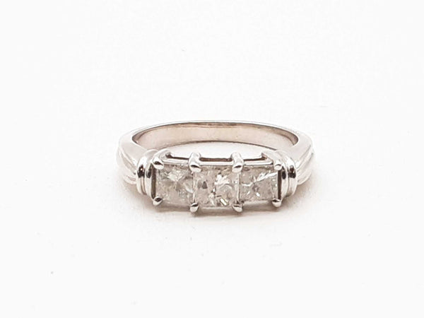 14k White Gold 4.3g 3 Princess Cut Diamond Ring Size 7 Doerxde 144020006673