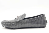 Versace Medusa Croc-effect Grey Leather Loafers Size 46 Eb0525lorsa