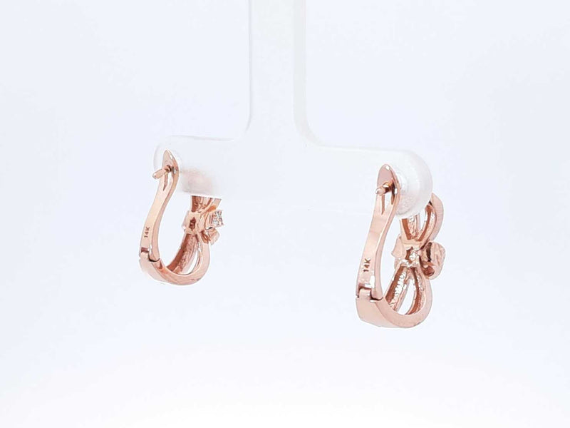 Diamond & 14k Rose Gold Bowknot Leverback Earrings 3.8 Grams Fw0925lczdu