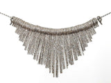 16.25 Cttw Melee Diamond & Silver Fringe Necklace 52.4 Grams 18 Inch Fw1224erxdu
