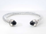 David Yurman Cable Classic 7mm Cuff Bracelet In Onyx, Diamonds, & Sterling Silver 42.6 Grams 7 Inch Fw0726orzdu