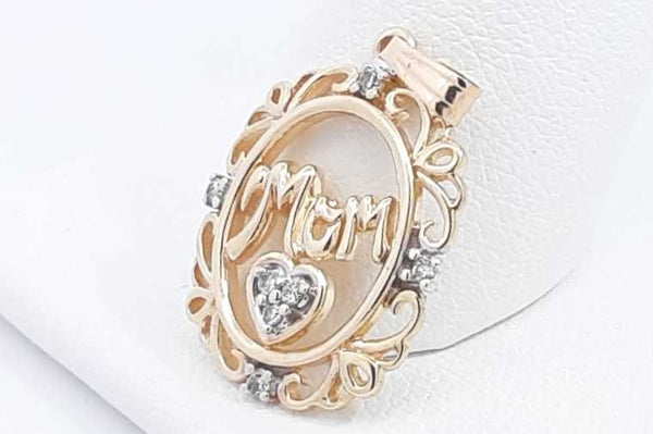 10k Yellow Gold Mom Pendant With Diamonds 1.8 Grams Eb0425rxsa