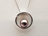 Purple Black Pearl 14k White Gold 3.5g Circle Pendant Chain 18 In Do0326oxzde