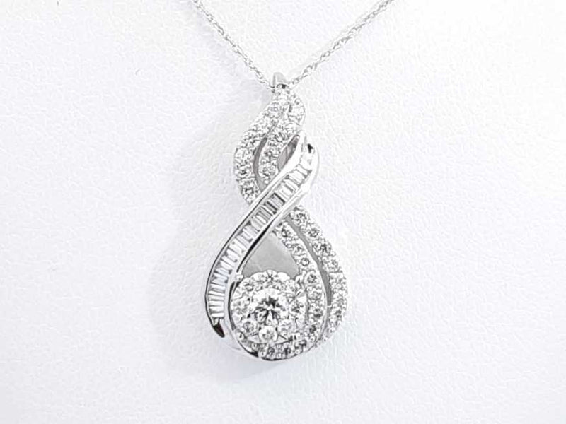 Approx. 1.3ctw Diamond Pendant Necklace In 10k White Gold 3.5g 18 In Eb0724wxzdu