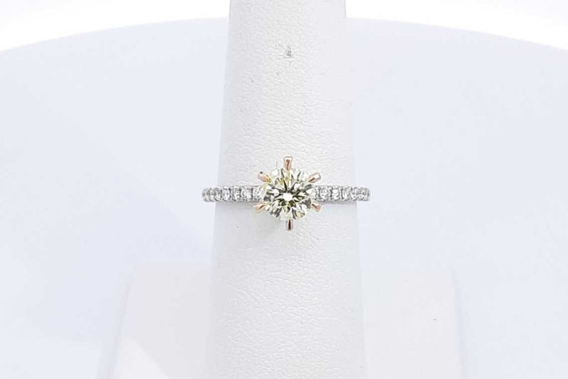 0.96ctw Diamond Ring In 18k White & Yellow Gold 3 Grams Size 6.5 Eb0225loxzsa
