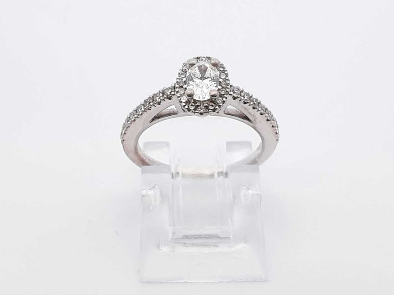 0.41 Cttw Diamond & 14k White Gold Halo Ring 2.7 Grams Size 4 Fw0625oxzdu