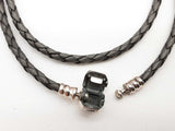 Pandora Moments Double Gray Braided Leather Bangle Bracelet 7.25 In Do0826lxde