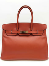 Hermes Birkin 35 Brique Red Epsom Palladium Hardware Handbag Do0825srxzde