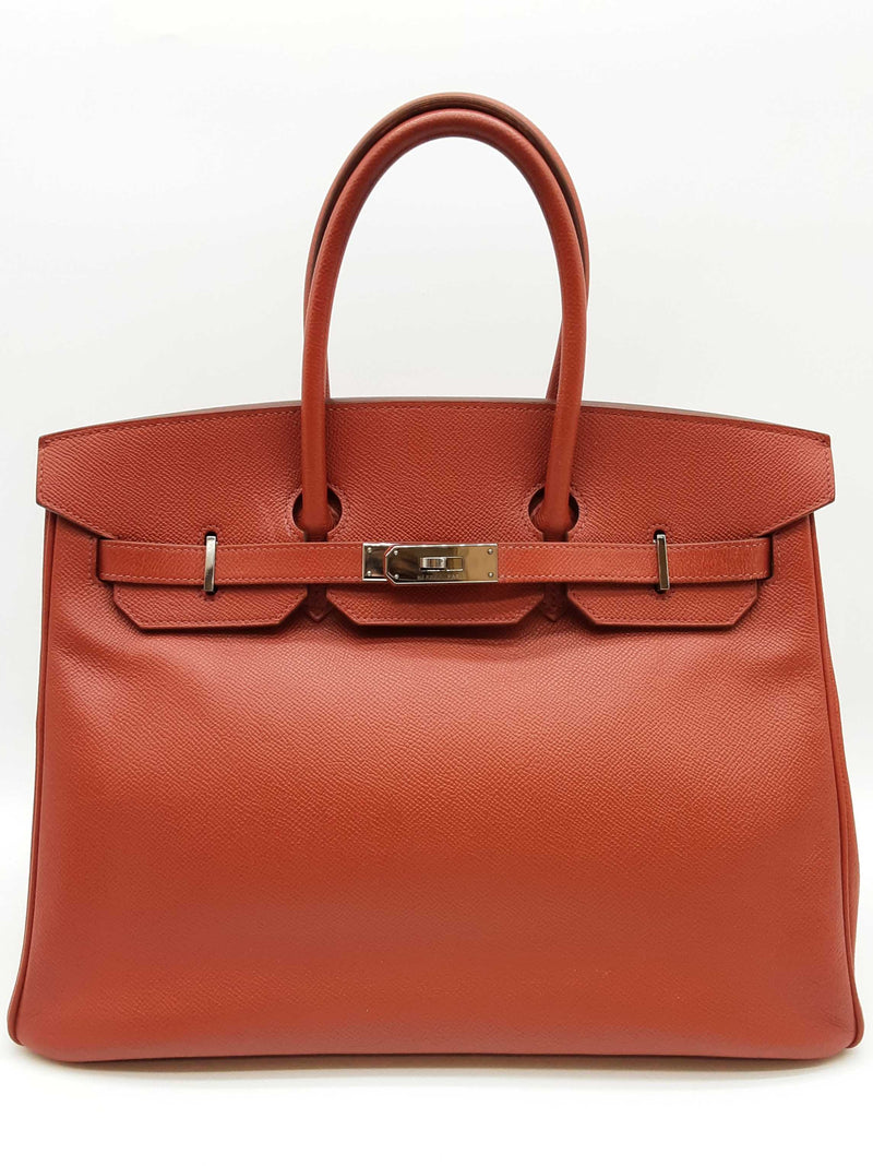 Hermes Birkin 35 Brique Red Epsom Palladium Hardware Handbag Do0825srxzde