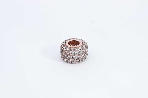 Pandora Rose Gold Plated Sparkling Pave Triple Row Charm 2.4 Grams Eb1024rdu