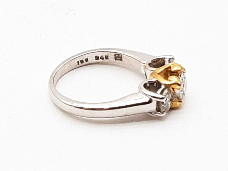 18k White Gold 5.3g Yellow Gold Heart Diamond Ring Size 5 Doloxzde 144020013262