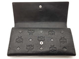 Mcm Black Embossed Logo Leather Continental Trifold Wallet Do0825crde