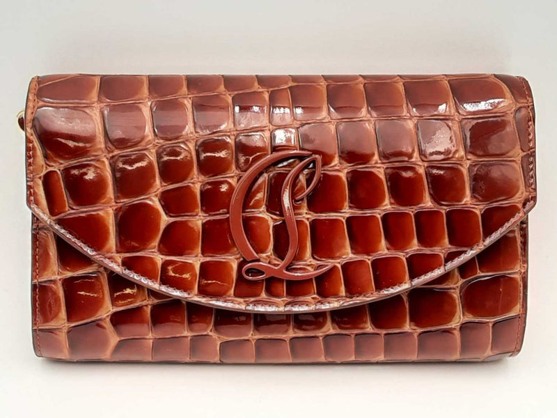 Christian Louboutin Loubi54 Alligator Embossed Leather Wallet On Chain Eb0225pxzsa