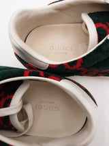 Gucci Gg Green & Red Terry Cloth Ace Sneakers Size 37 Eb0726oxzsa
