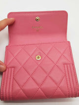 Chanel Pink Lambskin Boy Trifold Wallet Eb1225rrxde