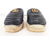 Gucci Gg Marmont Quilted Black Leather Espadrille Mules Size 11 Sd0925lrxde