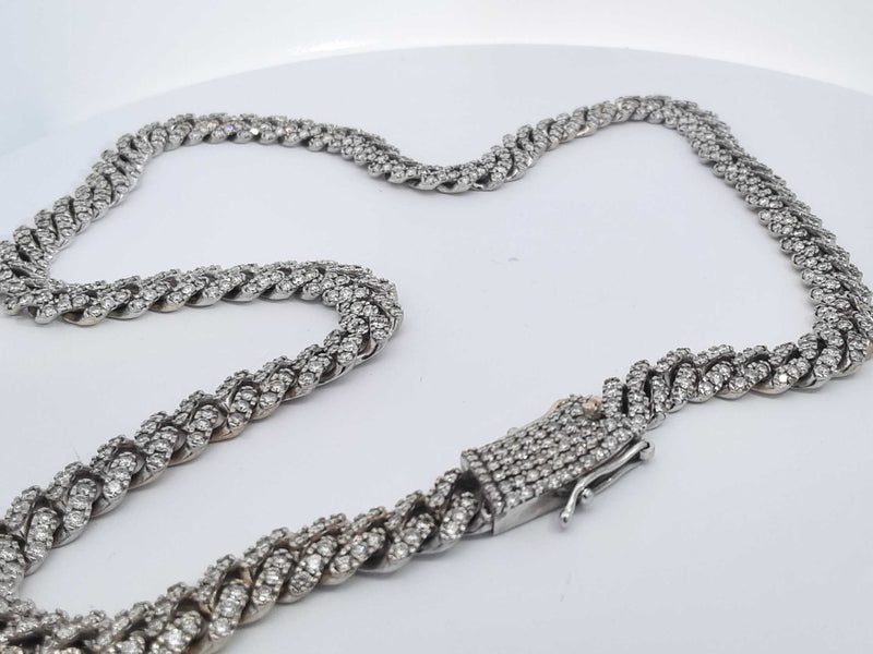 6.22 Cttw Diamond 10k White Gold Cuban Link Chain 72.8 G 20 Inches Aa0925wrxzsa