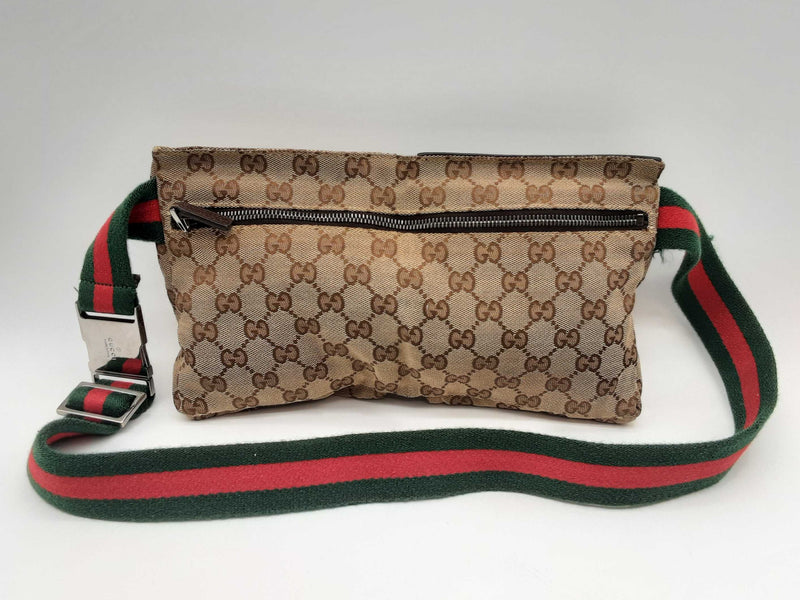 Gucci 28566 Gg Beige Canvas Nylon Web Belt Bag Do1224lxzde