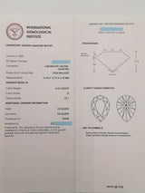 Loose 6.22 Carat Lab-grown Pear Brilliant Cut Diamond With Igi Cert Fw0925lxzxdu