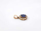 Sapphire & Diamond Halo Pendant In 14k Yellow Gold 1.6 Grams Fw0625ixdu