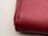 Prada Dark Pink Saffiano Leather Zip Around Wallet Eb1124crsa