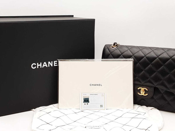 Chanel Classic Double Flap Caviar Jumbo Black Handbag Aa0725rrxz