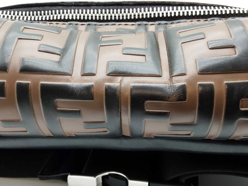 Fendi Vitello Zucca Ff Maya Brown Embossed Leather Belt Bag Do0525exzde