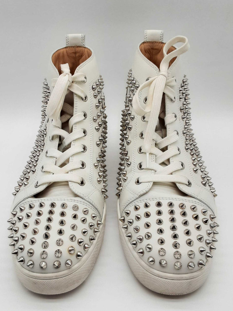 Christian Louboutin Flat Spike White Leather Shoes Size Eu 45 Do0225wrxde