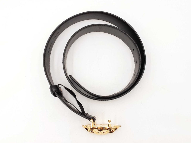 Versace Medusa Gold-tone Buckle With Black Leather Belt Size 90|36 Fw0825crdu