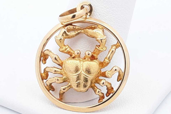 18k Yellow Gold Cancer Zodiac Pendant 7.2 Grams Eb1024woxsa