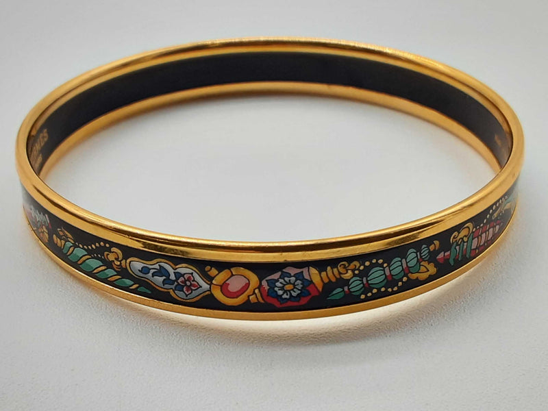 Hermes Perfume Bottle Painted Enamel Gold Plated Bangle Bracelet Do1123exzde