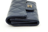 Chanel Navy Blue Quilted Caviar Flap Card Wallet Eb1125pxzdde