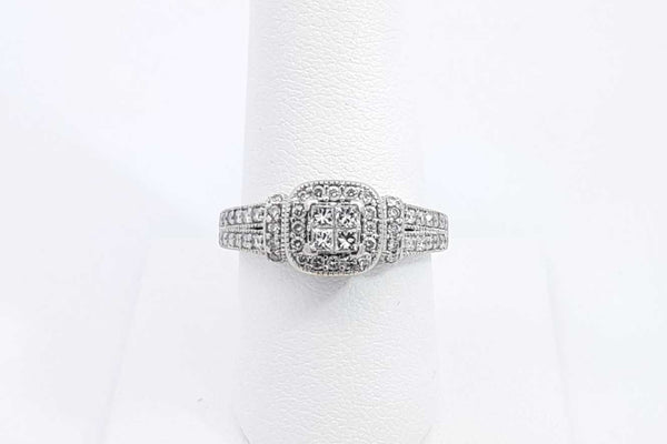 Approx. 0.88ctw Diamond Ring In 14k White Gold 4.2 Grams Size 8 Eb1224owxsa