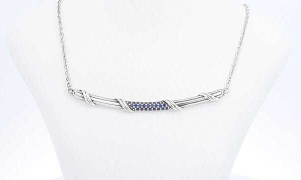 Peter Thomas Roth Sapphire Sterling Signature Bar Necklace 5.5 Gram Eb0124lxzdu