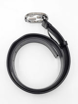 Gucci Interlocking G 40mm Web Canvas & Black Leather Belt Size 36 Fw1026lxzdu
