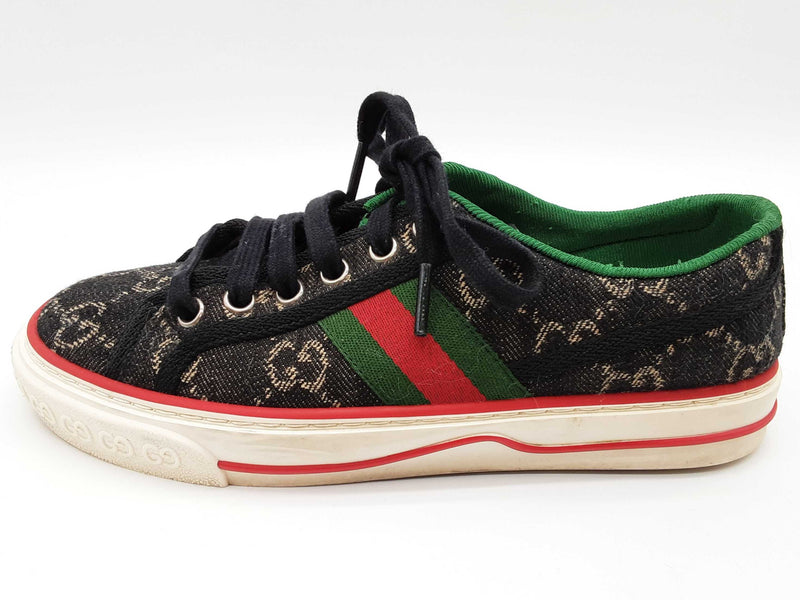 Gucci 606110 Tennis 1977 Black Gg Jacquard Denim Shoes Size Eu 35.5 Do0825lxzde
