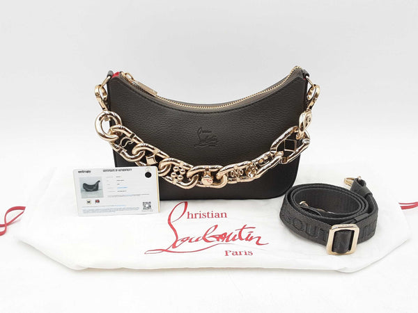 Christian Louboutin Mini Loubila Chain Shoulder Bag In Grey Leather Fw1024ixzdu