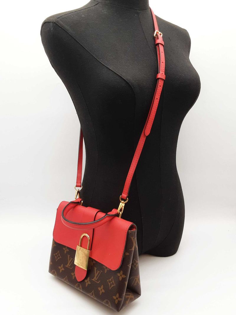Louis Vuitton Locky Cherry Red Leather Brown Monogram Crossbody Bag Do0425locxde