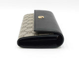 Gucci Marmont Wallet With Chain In Gg Supreme Canvas & Black Leather Fw1125pxzdu