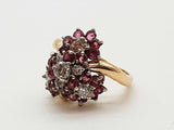 Rubies Diamonds 14k Yellow Gold 6.8g Flowers Cluster Ring Size 6.25 Do0426ixzde
