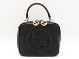 Gucci Blondie Top Handle Bag In Black Grained Leather Fw1025prxdu