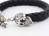 King Baby Braided Leather Bracelet 925 Day Of The Dead Skull Clasp Eb0824lxzsa