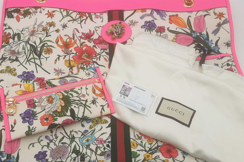 Gucci Canvas Flora Large Rajah Chain Tote Bag Sd0525czxsa