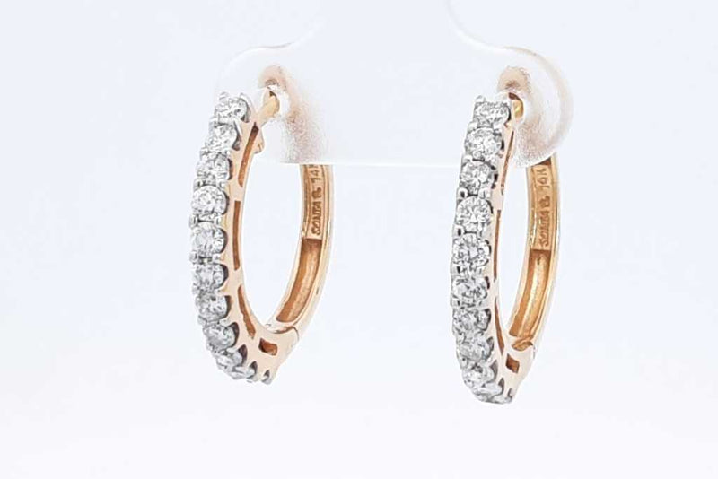 Approx. 1.1ctw Diamond Hoop Earrings In 14k Yellow Gold 4.6 Grams Eb0924lixdu