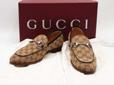 Gucci Jordaan Loafers Ebony Gg Beige Size 8.5 Aa0726izsa