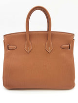 Hermes Birkin 25 Gold Brown Fjord Leather Gold Hardware Handbag Do0425oxcxzde