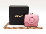 Versace La Mudusa Earbuds Pouch In Pink Leather With Chain Fw0825exdu