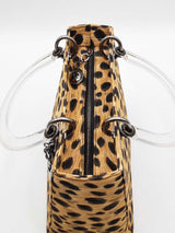 Christian Dior Leopard Print Canvas Lady Dior Top Handle Bag Eb0726exzsa