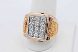 0.6cttw Diamond 14k Yellow Gold With Nugget Design 17.8g Size 9.5 Eb0726lwrxsa