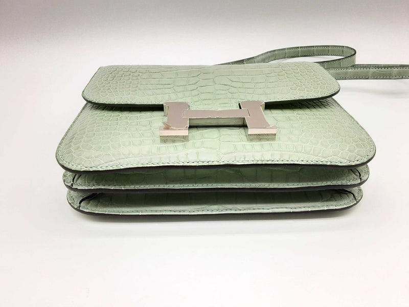 Hermes Constance Mini Green Croc Leather Shoulder Bag Do0523oexzxde